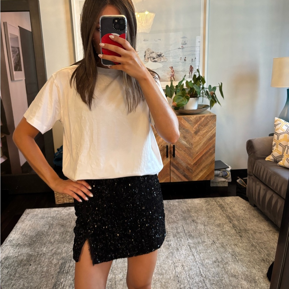Zara Black Sequin Mini Skirt